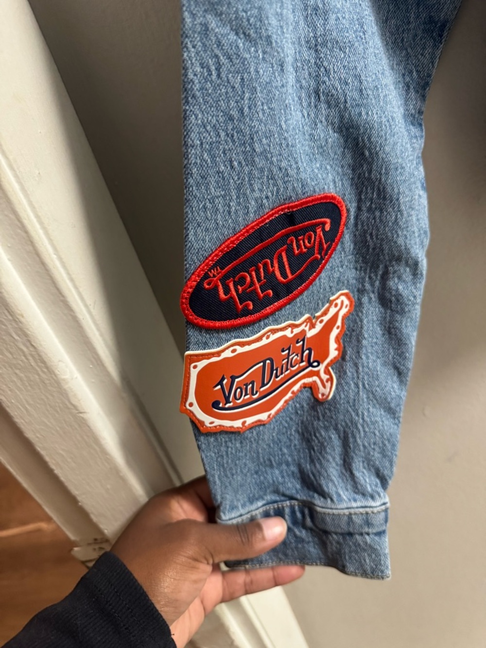 Von Dutch Women’s Light Blue Denim Jeans with Orange Patch Details